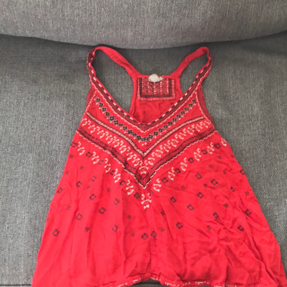 Red patterned tank top